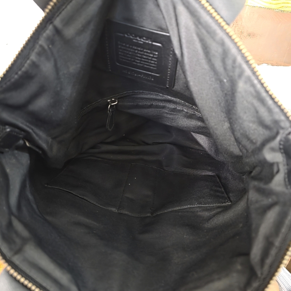 Coach Black Plaid Leather & Canvas Tote - Picture 3 of 16